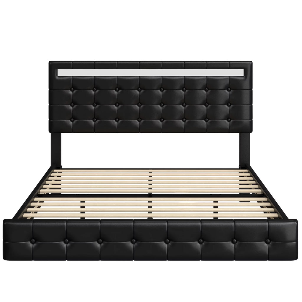 King LED Platform Bed with Under Bed Storage V260058