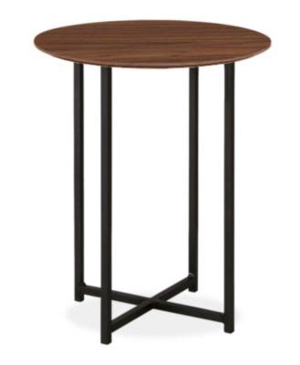 Round End Table 18 Diameter 22H Recycled Natural Steel Walnut Top Natural Steel Base N82988