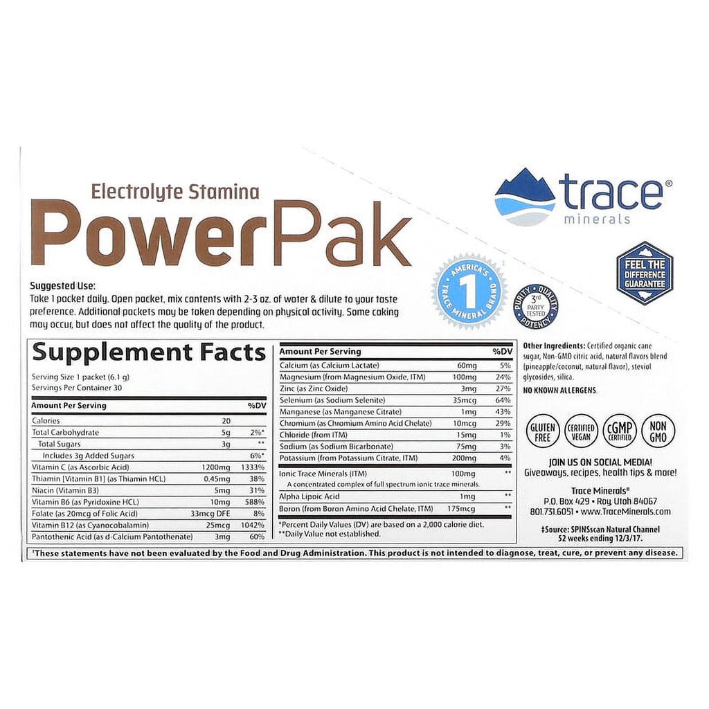 Electrolyte Stamina PowerPak Pineapple Coconut 30 Packets 0.22 oz J555