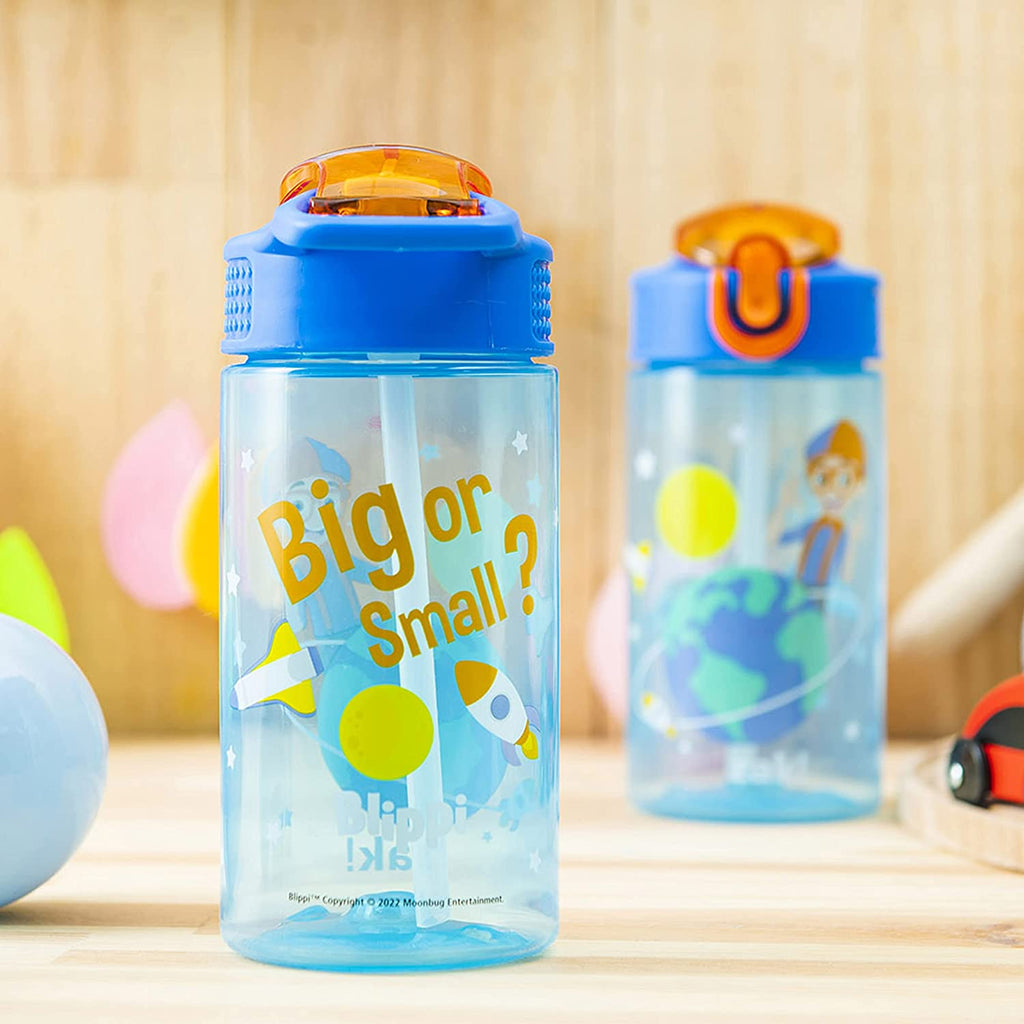 16 oz Pack of 2 Kids Water Bottle with Spout Cover and Carrying Loop L576366