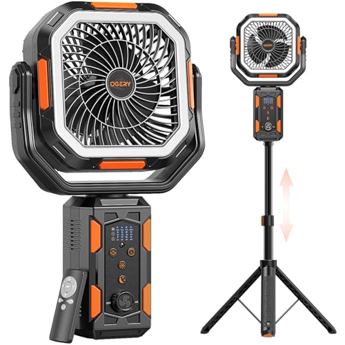 Camping Fan with Stand, 20000mAh Rechargeable Battery Powered Standing Fan I746199