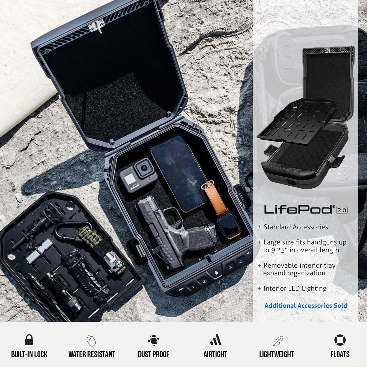 Waterproof Electronic Lock Handgun Case with Backlit Keypad I29215