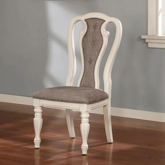 White Wash & Walnut 5pcs Dining Room Set R5652