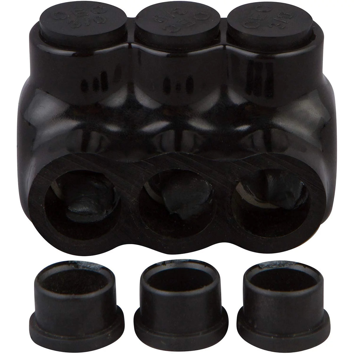 Black Insulated Multi-Cable Connector 3 Ports T7217
