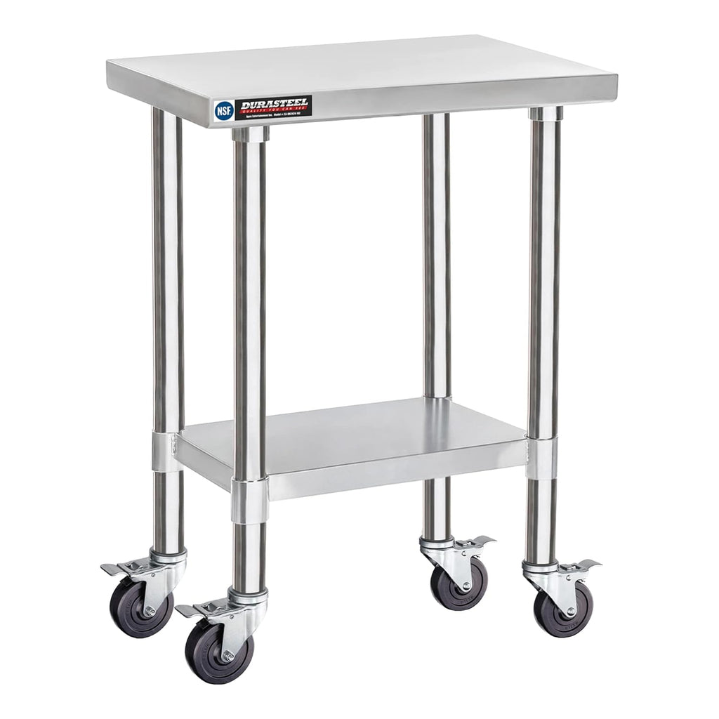 Stainless Steel 24 x 18 Inch Metal Work Table Cart with Caster Wheel L551