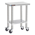 Stainless Steel 24 x 18 Inch Metal Work Table Cart with Caster Wheel L551