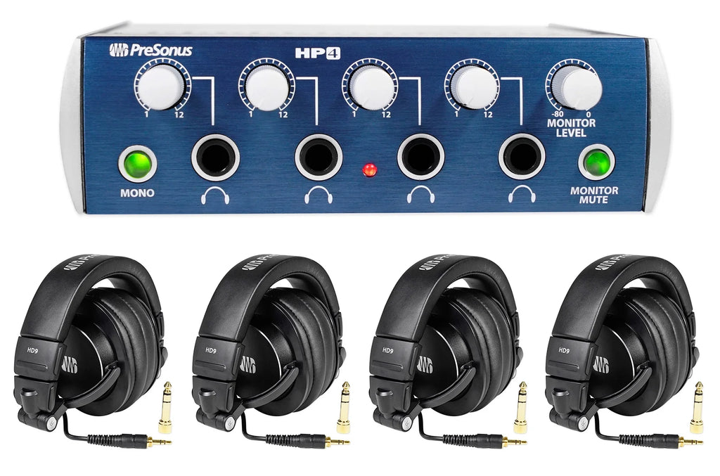 4-Person Podcasting with Mixer Headphones Amp Stands S151