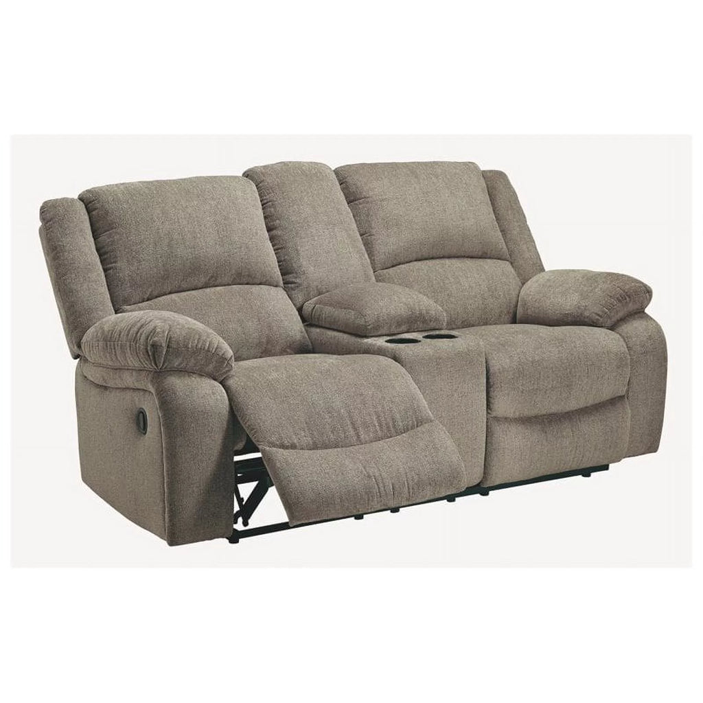 Contemporary Fabric Reclining Loveseat in Pewter W529