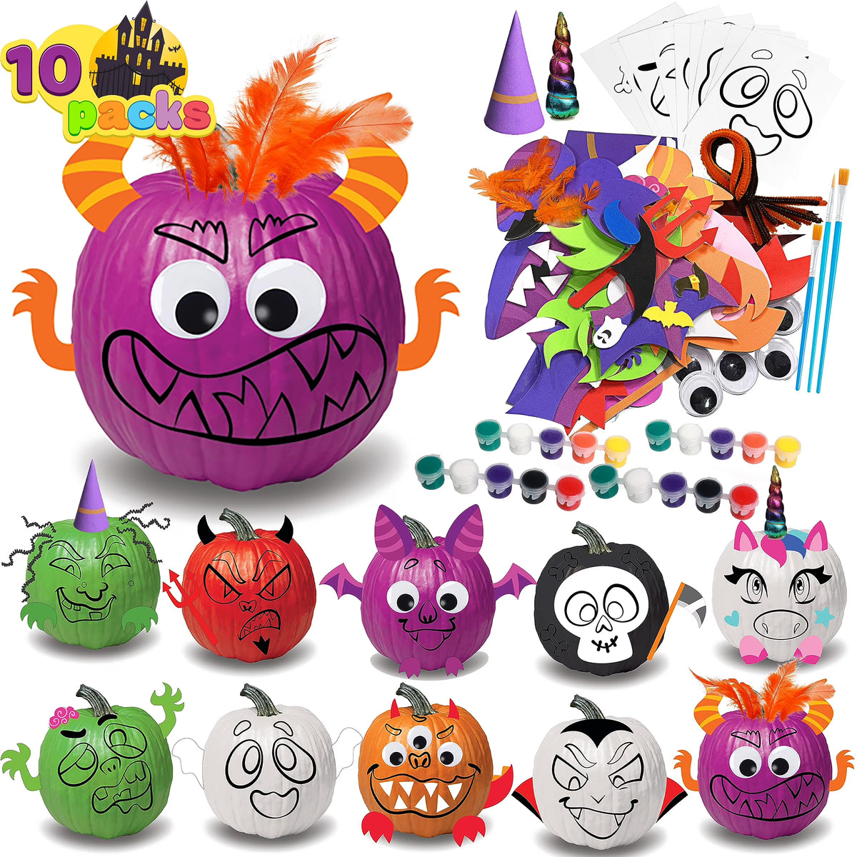 40 pcs Halloween 3D Pumpkin Decorating DIY Craft Kits for Kids H3921