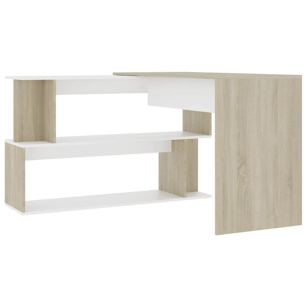White and Sonoma Oak Corner Desk V18189