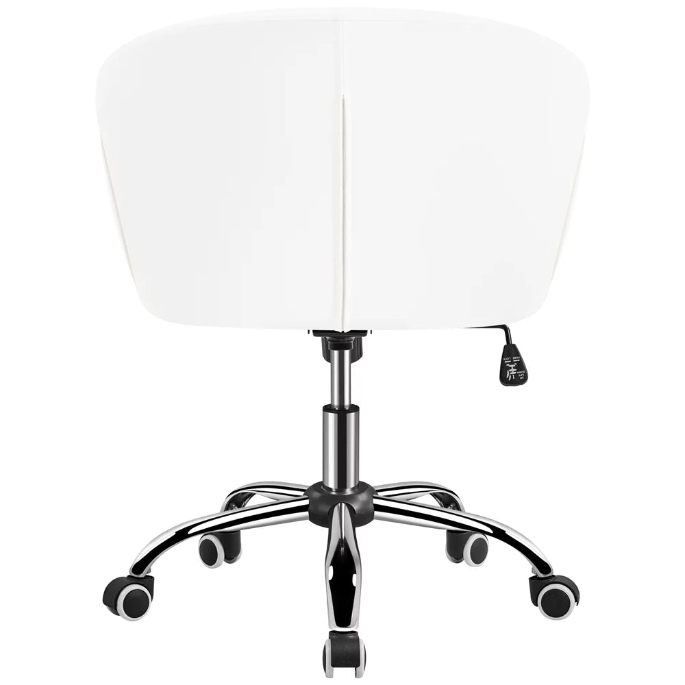 White Swivel Rolling Desk Chair with Armrests O96948