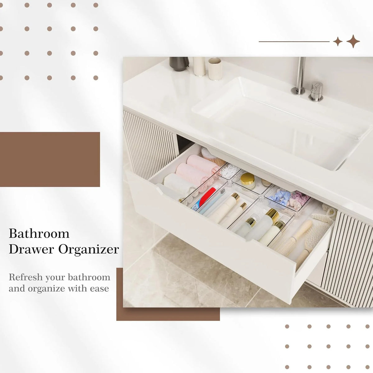 14 PCS Clear Plastic Drawer Organizer Set W229176
