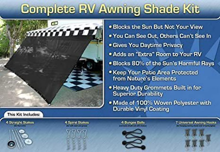 Black Motorhome Awning Shade Kit 7x16 N8095