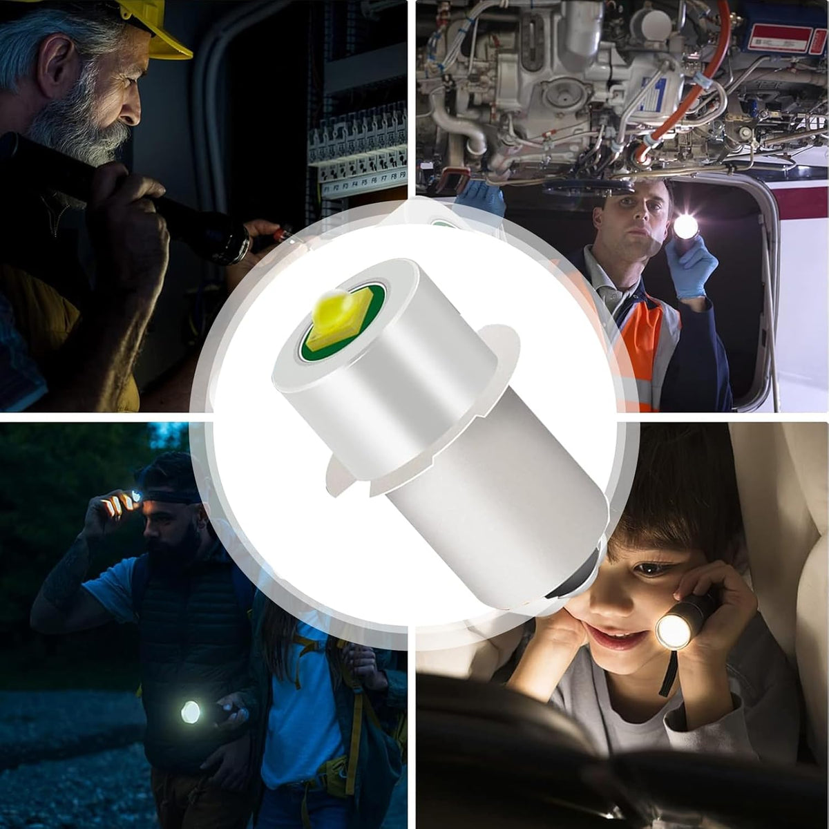 4 Pack LED Flashlight Bulb P13.5S PR2 3W 3V 4.5V 6V White Replacement Set C8501