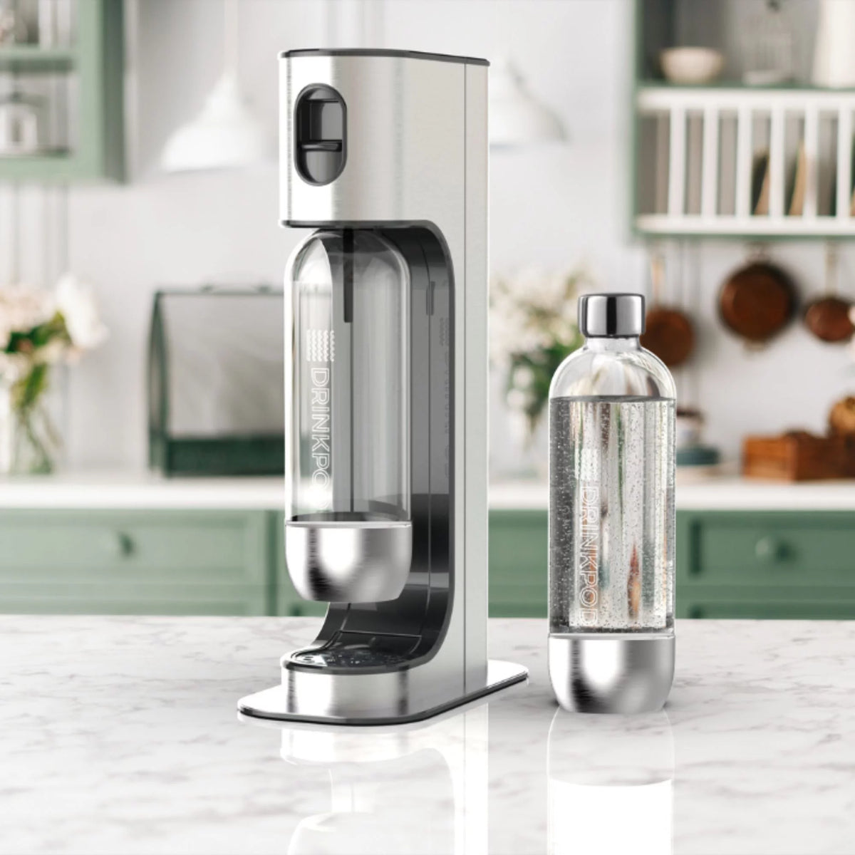 Stainless Steel Sparkling Water Machine with 1 CO2 Cylinder and 3 Bottles F6605