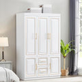 White Wood Storage Closet with Doors and Hanging Rod Y545287