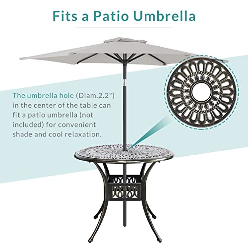 3-Piece Outdoor Patio Dining Set with Cast Aluminum and 2 Cushions B1888