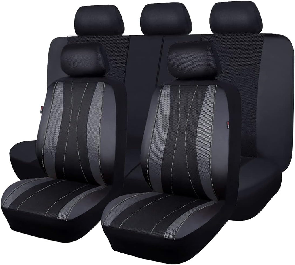 Faux Leather Mesh Car Seat Covers Full Set P436728