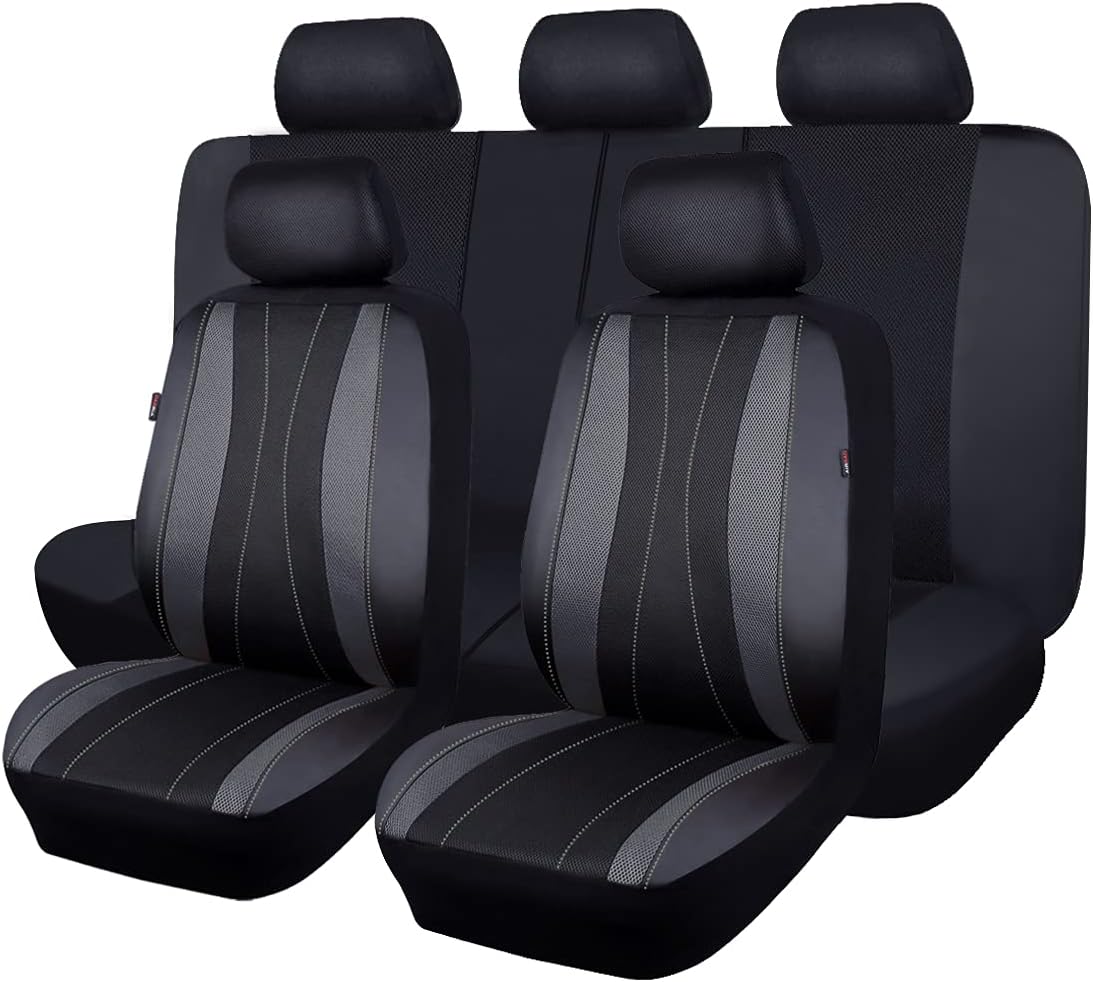 Faux Leather Mesh Car Seat Covers Full Set P436728