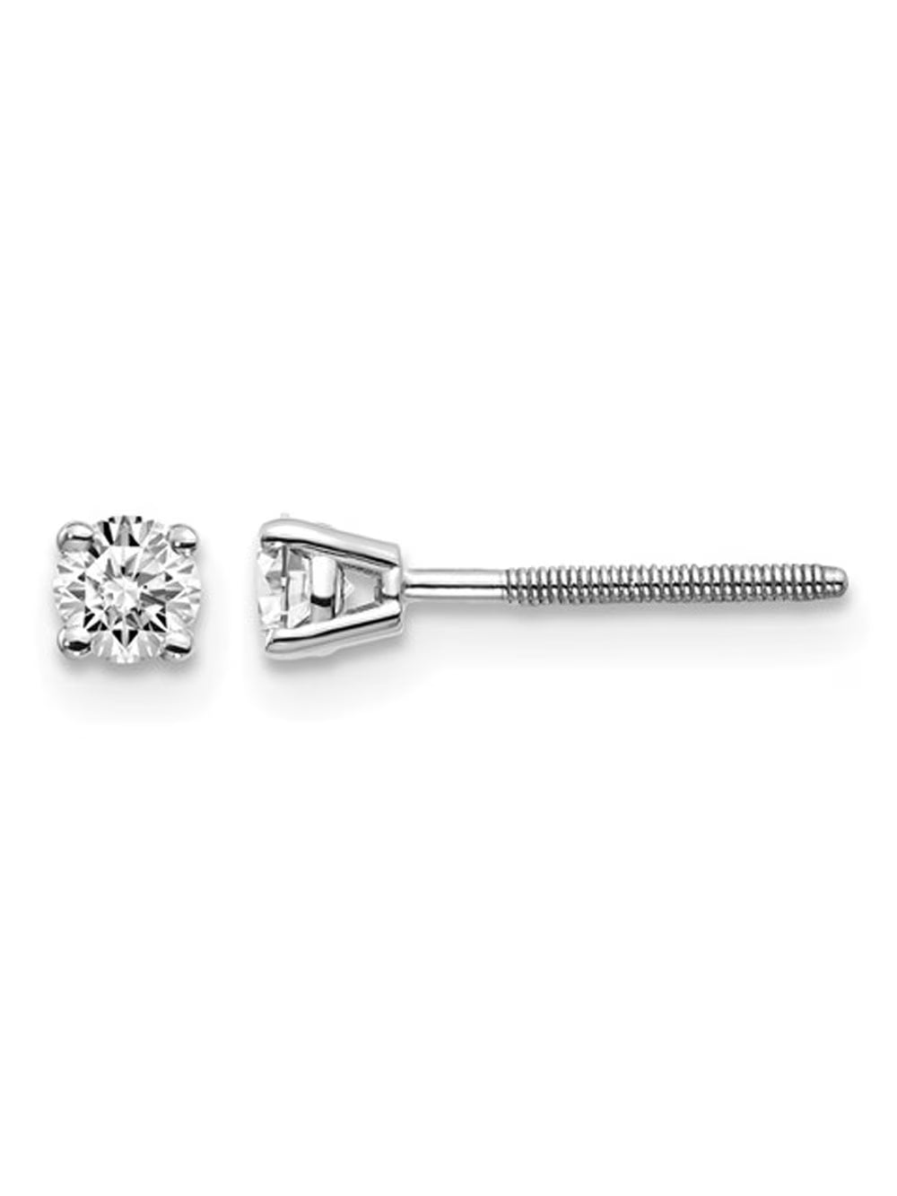 14K White Gold Diamond Solitaire Stud Earrings M753