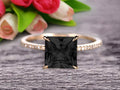 1.75 Carat Princess Cut Black Diamond Moissanite Engagement Ring 10k Yellow Gold B624895