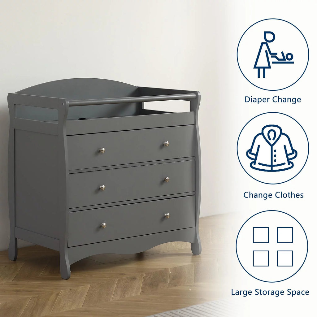 Gray 3 Drawer Changing Dresser B2707