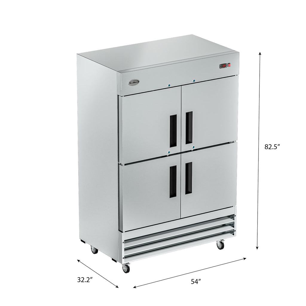 54 in. Commercial Stainless Steel Solid Half Door Reach-In Freezer, 47 cu. ft. M976
