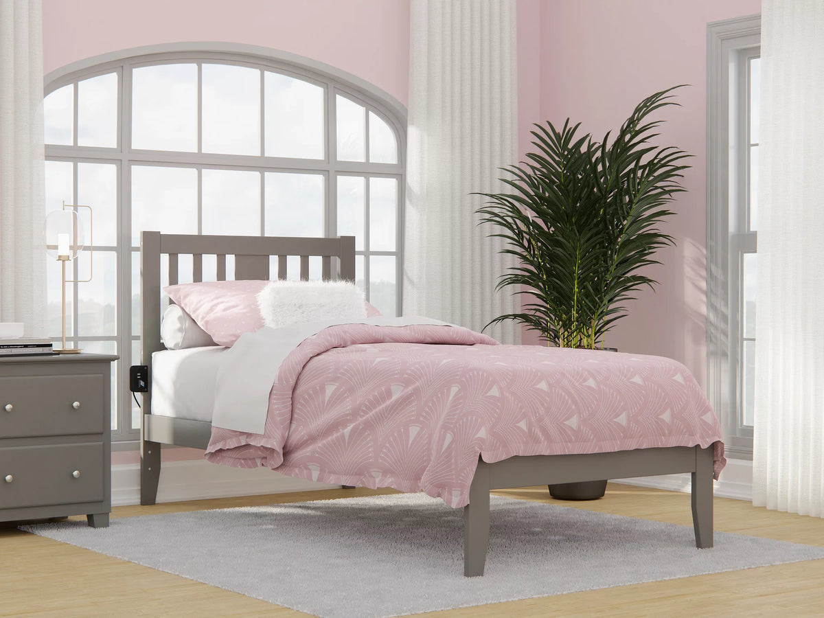 Twin Extra Long Bed with USB Charger in Grey G720531