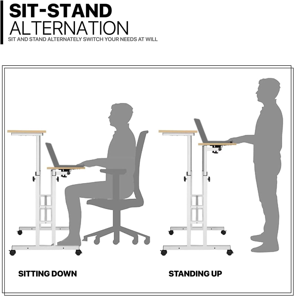 Adjustable Mobile Standing Desk with 2 Platforms Q9743