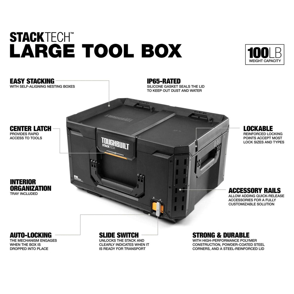 Large 21-in Black Plastic Lockable Tool Box J930