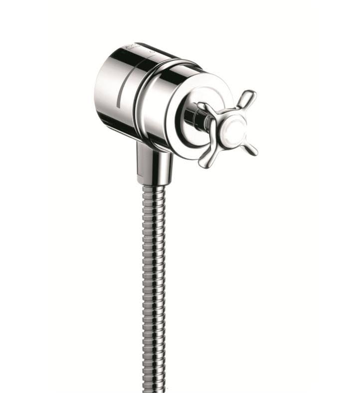 Brushed Nickel Wall Outlet with Cross Handle B5277