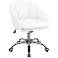 White Swivel Rolling Desk Chair with Armrests O96948
