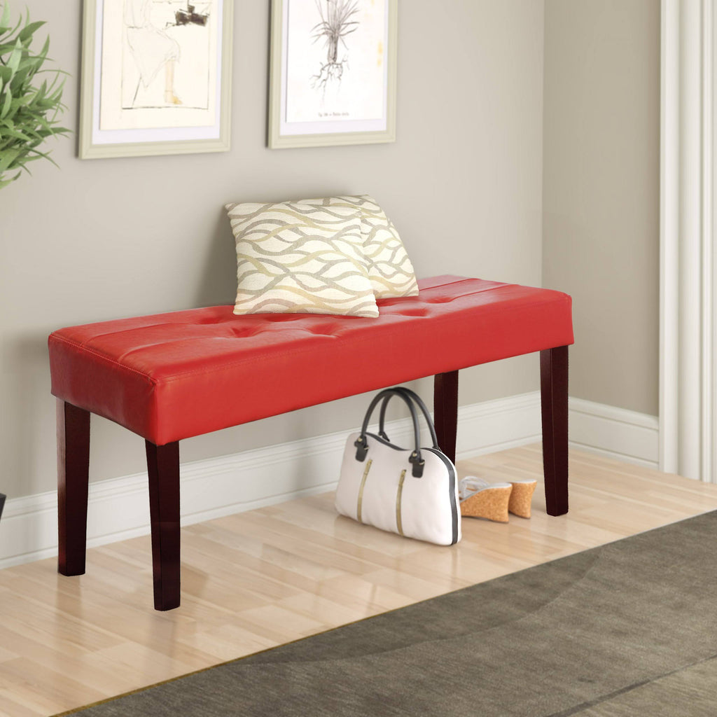 Red Leatherette Bench K13936