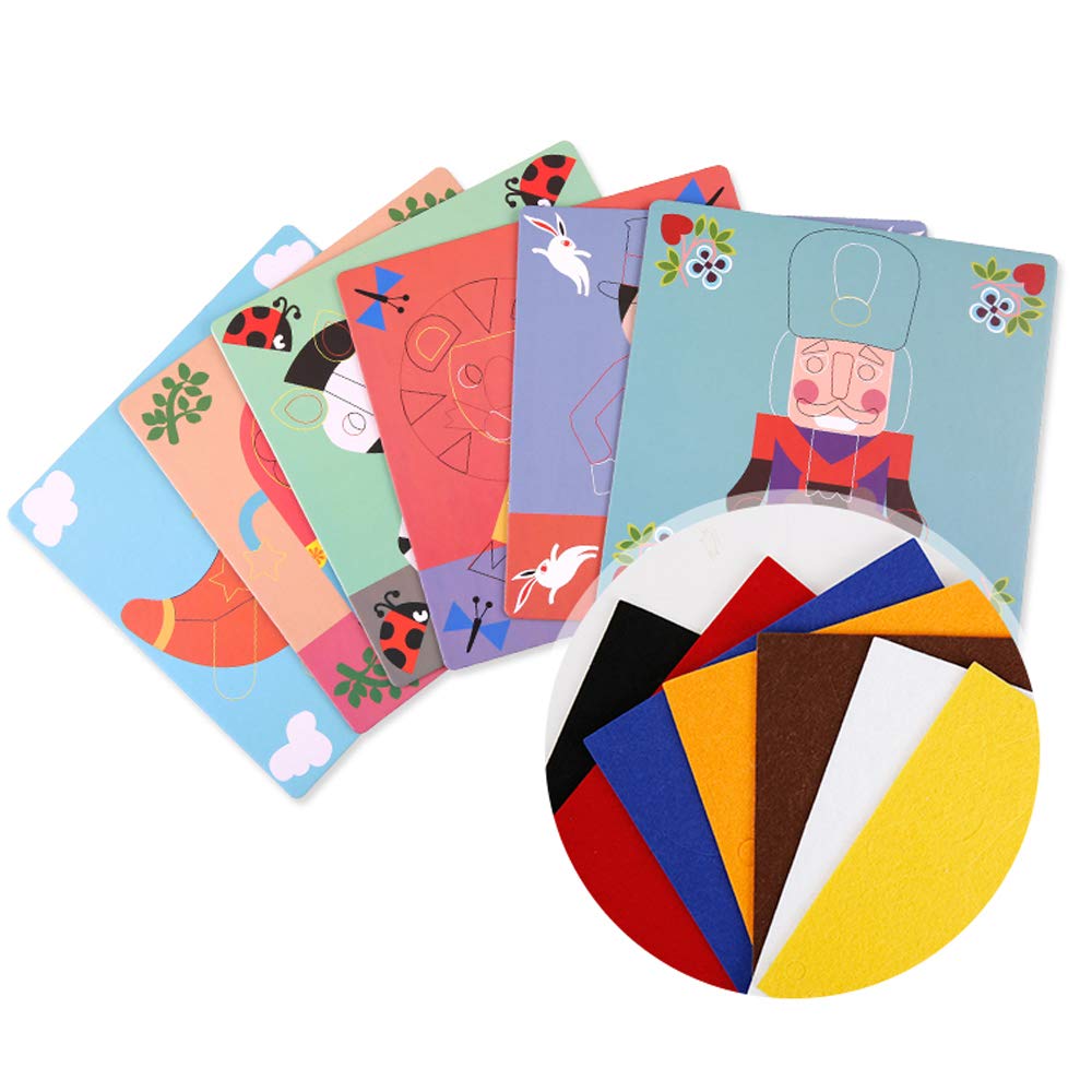 Fuzzy Felt Picture Sticky Mosaics 6 Templates Art Kits P857068
