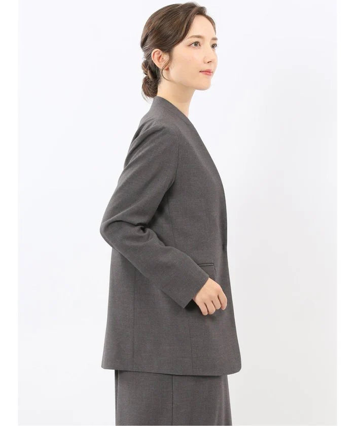 Stretch Washable Woolish No Collar Jacket L8867