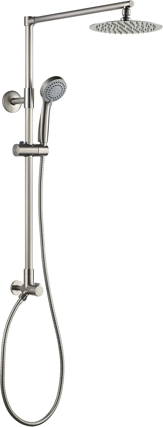 3-Setting Handheld Shower Combo with Slide Bar, 8 Shower Head, 2.5 GPM Brushed Nickel W4885