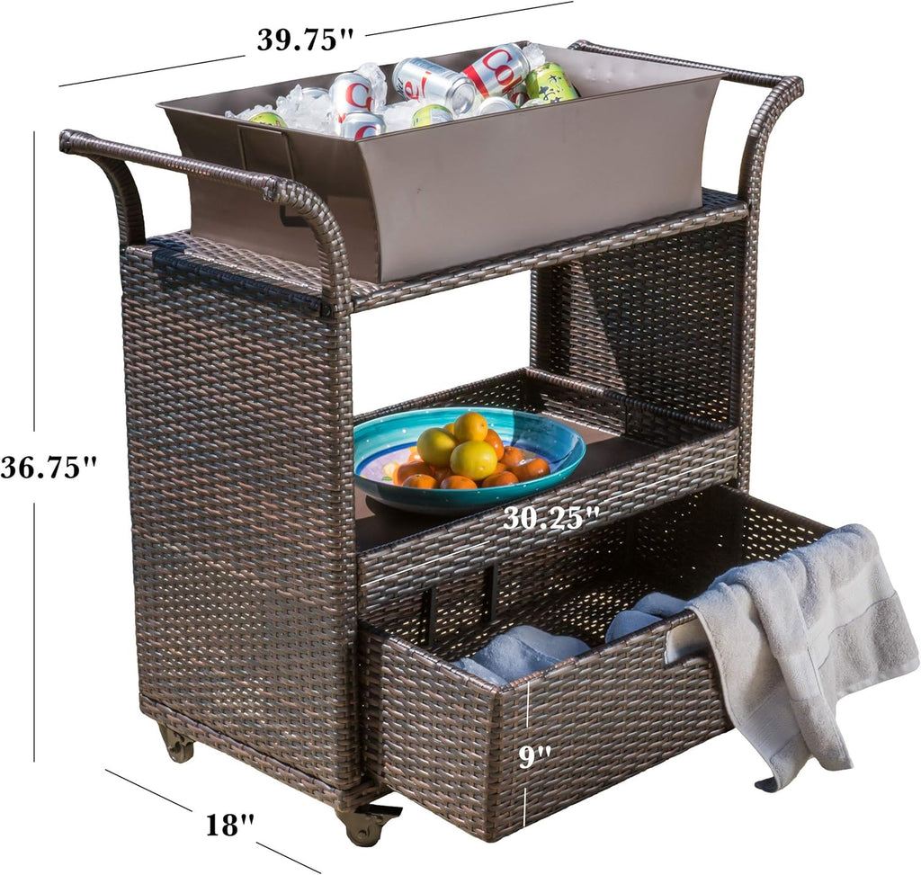 Indoor Wicker Bar Cart B547985