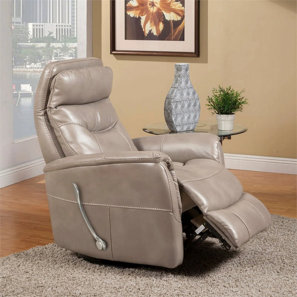 Linen Brown Polyester PU Swivel Glider Recliner G63114