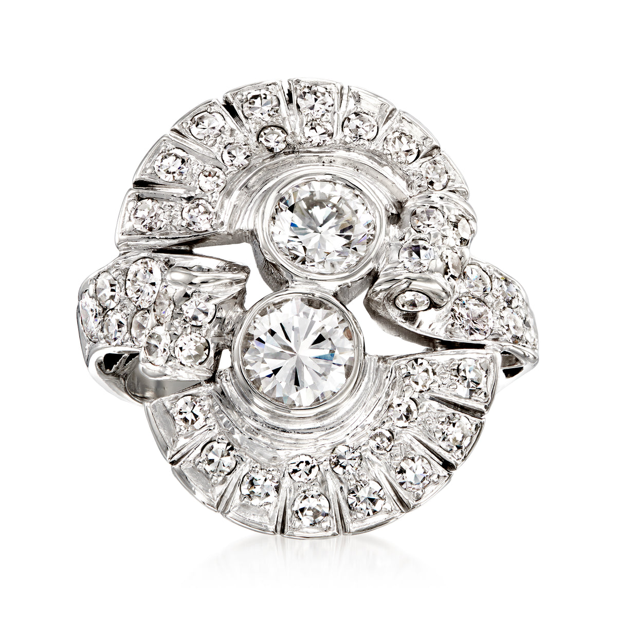 Vintage Diamond Cocktail Ring in Platinum K582