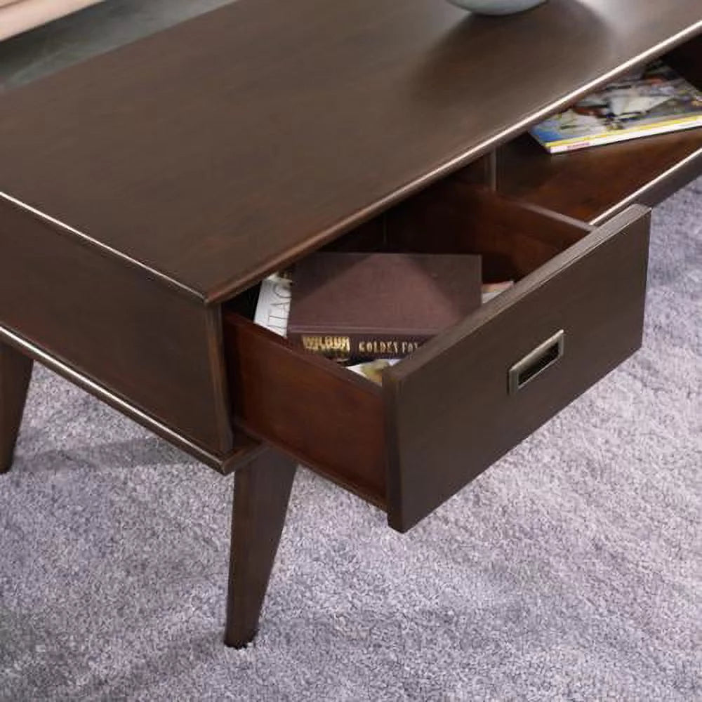 Solid Hardwood 48 Inch Wide Rectangle Mid Century Modern Coffee Table E30664
