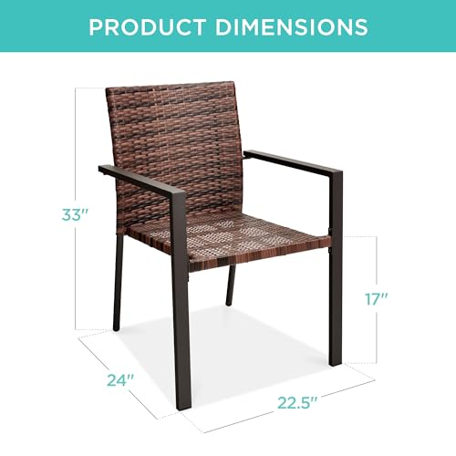 Set of 2 Stackable Outdoor Wicker Dining Chairs Black Y40355