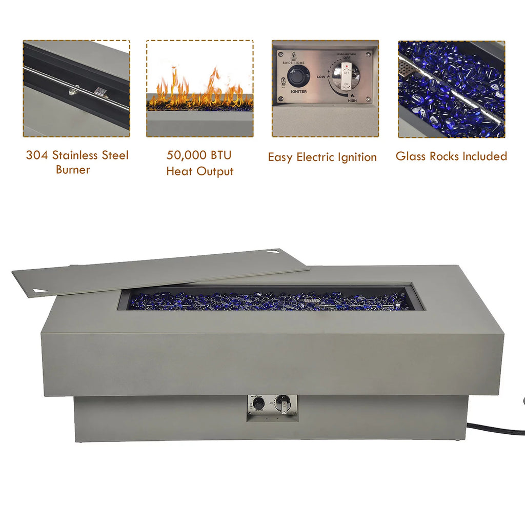 Round 50,000 BTU Gas Fire Pit Table with Lid J496997