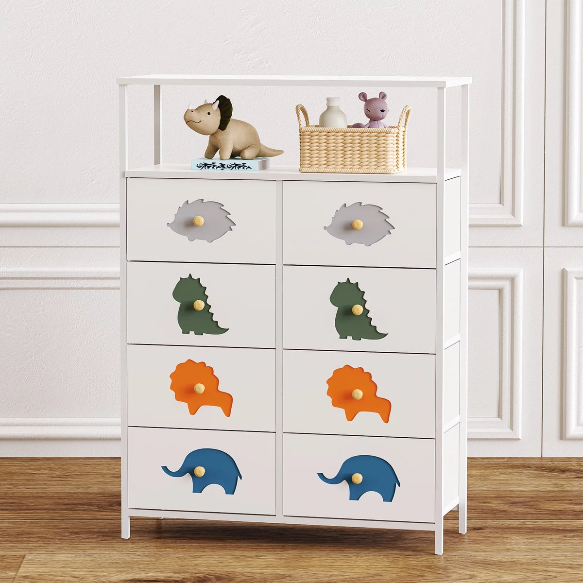 White 6 Drawer Kids Dresser with Shelf B10771