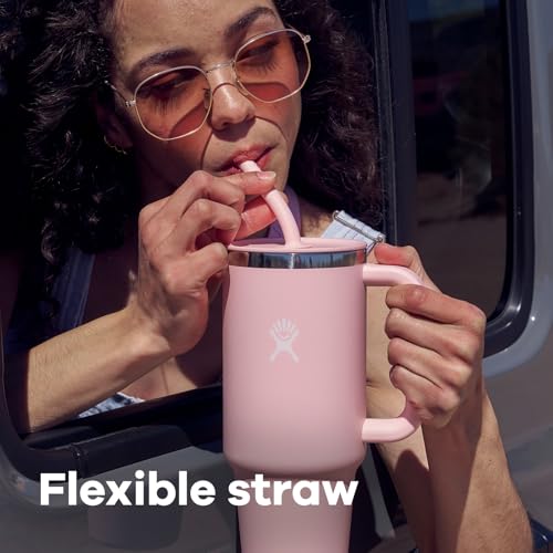 40 Oz Insulated Stainless Steel Travel Tumbler with Handle Lid and Straw L675906