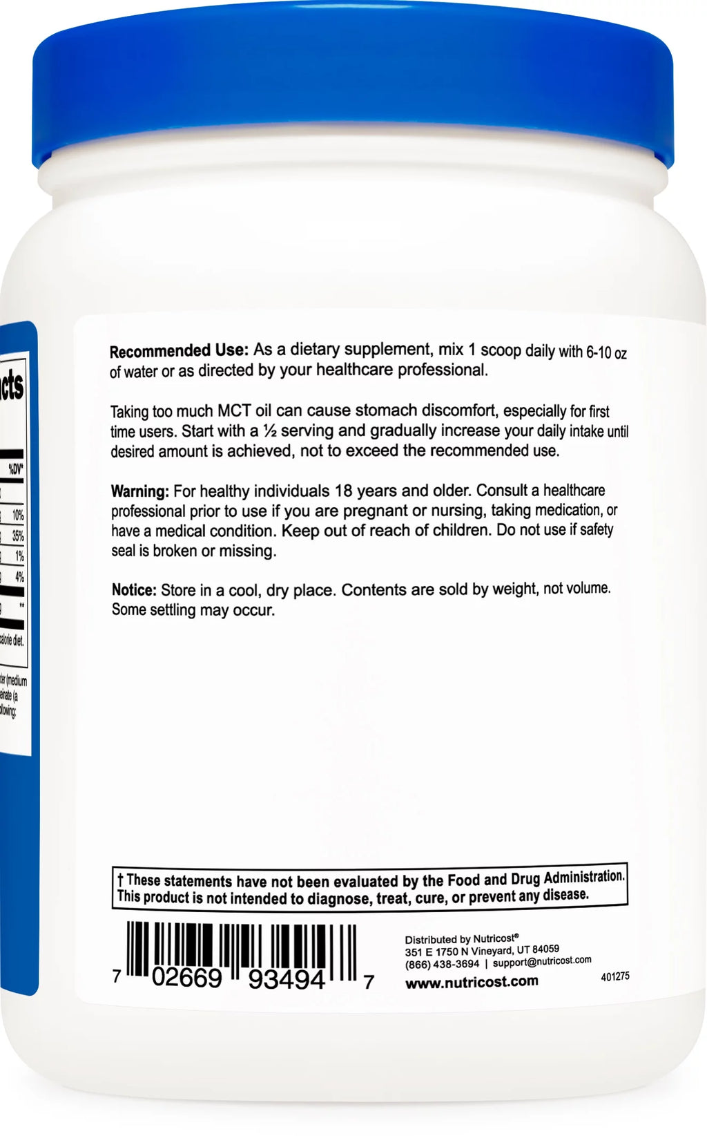 C8 MCT Oil Powder 1LB (16oz) M694