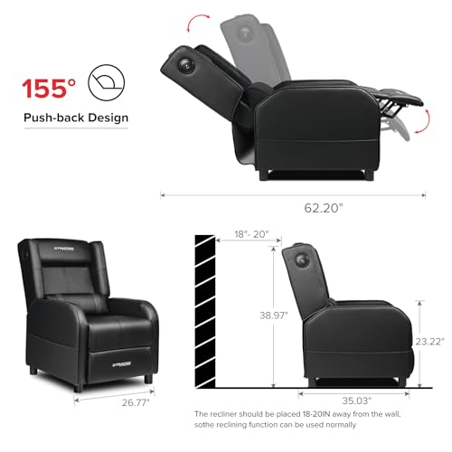 Black Gaming Recliner Chair with Bluetooth Speakers Racing Style Single Sofa C119784