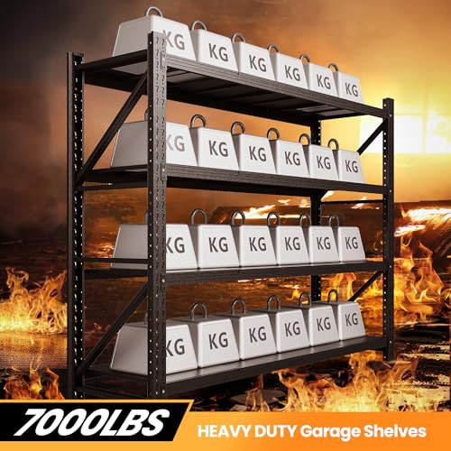 79" W Heavy Duty Metal Storage Shelves, 4 Tier, Black N223