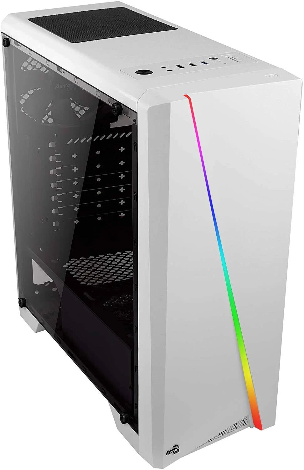 White Mid-Tower ATX PC Gaming Case with RGB and Full Window N1480
