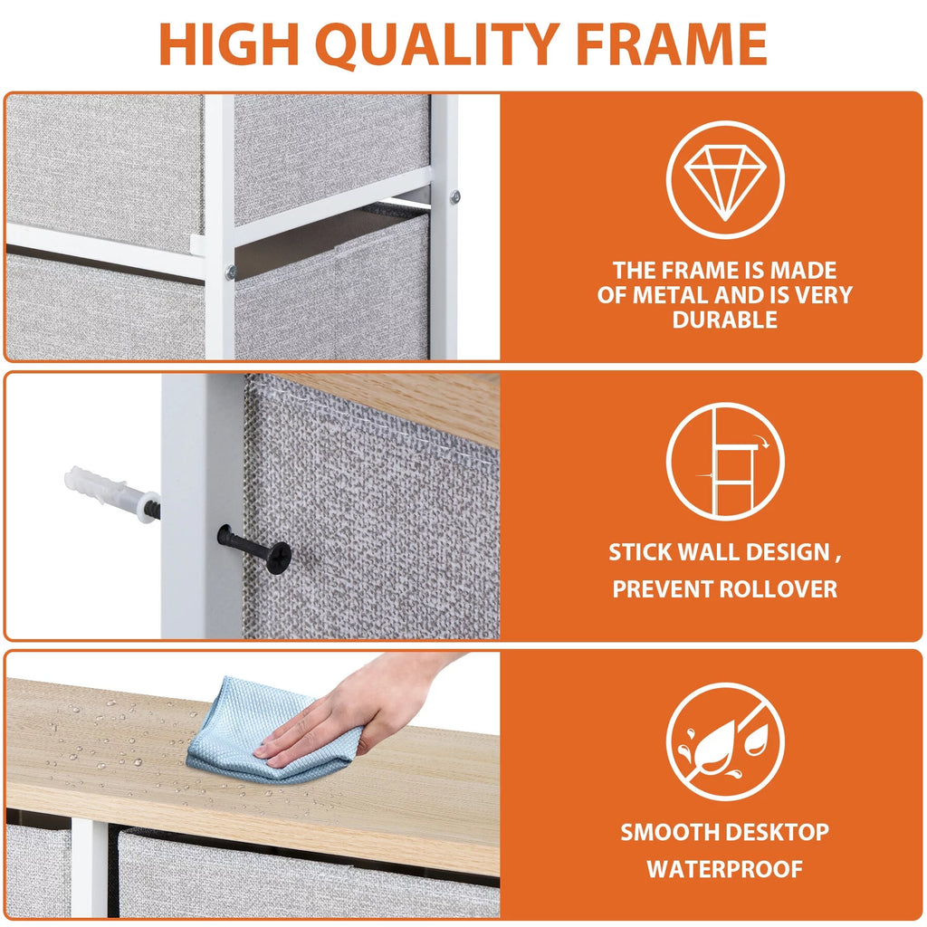 Brown 5 Drawer Fabric Dresser R815000