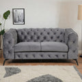 Gray Velvet Button Tufted Loveseat Sofa Z5977